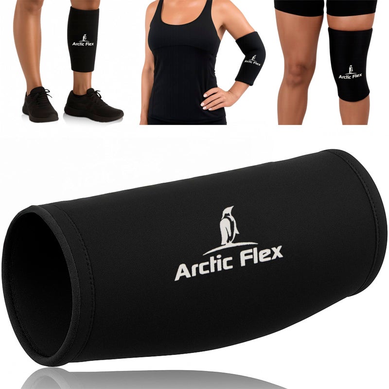 Arctic Flex Ice Sleeve for Knee Elbow Arm Hot Cold Freeze Pack Wrap for Tennis Pain Relief Tendonitis Gel Compression Brace for Injuries Therapy Compress Reusable 360 Coverage